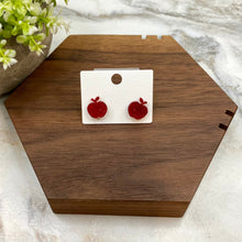 Load image into Gallery viewer, Acrylic Stud Earrings - Glitter Apple