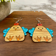 Load image into Gallery viewer, Wooden Dangle Earrings - Chicken - #8