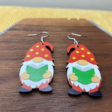 Load image into Gallery viewer, Wooden Dangle Earrings - Teacher Gnome Book