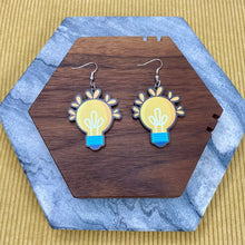 Load image into Gallery viewer, Wooden Dangle Earrings - Teacher - Light Bulb