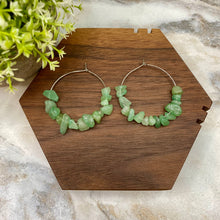 Load image into Gallery viewer, Silver Hoop Earrings - Stone #6