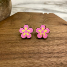Load image into Gallery viewer, Wooden Stud Earrings - Floral #2