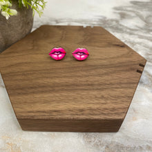 Load image into Gallery viewer, Wooden Stud Earrings - Lips - #10