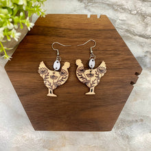 Load image into Gallery viewer, Wooden Dangle Earrings - Chicken - #2