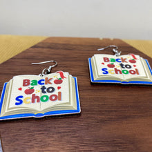 Load image into Gallery viewer, Wooden Dangle Earrings - Teacher - Back to School Book