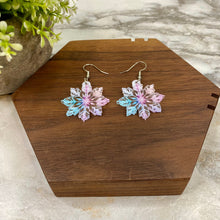 Load image into Gallery viewer, Acrylic Dangle Earrings - Holiday Christmas Colorful See-Through Snowflakes