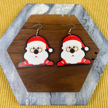 Load image into Gallery viewer, Wooden Dangle Earrings - Christmas - Santa