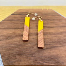 Load image into Gallery viewer, Dangle Earring - Wood &amp; Acrylic - Rectangle