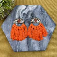 Load image into Gallery viewer, Wood &amp; Macrame Earrings - Half Basketball Mom