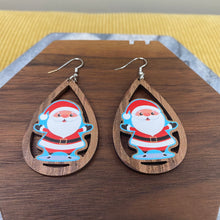 Load image into Gallery viewer, Wooden Teardrop Cutout Earrings - Christmas - Santa