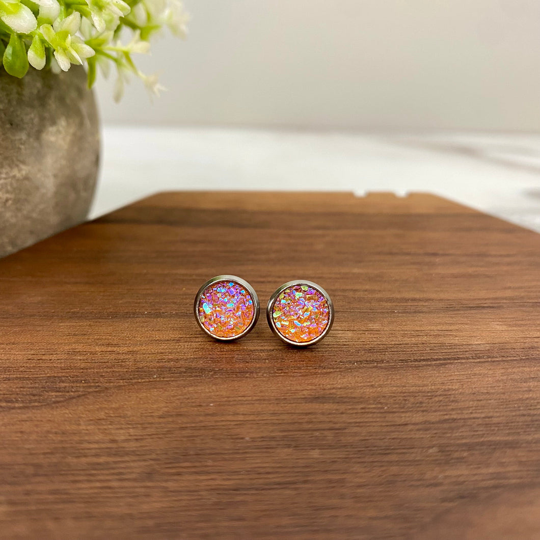 Druzy Stud Earrings - 8mm - #1