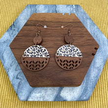 Load image into Gallery viewer, Wood Earrings - Half &amp; Half - Animal Print Design