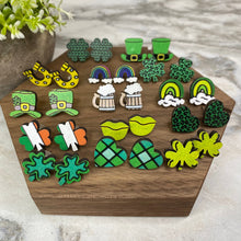 Load image into Gallery viewer, Wooden Stud Earrings - St. Patrick’s Day - Lucky Green Mix