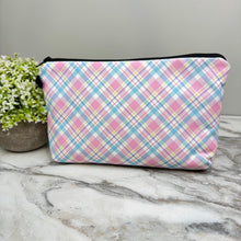 Load image into Gallery viewer, Pouch - Plaid Pink Blue