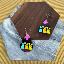 Load image into Gallery viewer, Acrylic Dangle Teardrop Earrings - Trio Bunny Black Pink