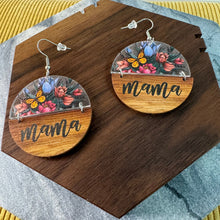 Load image into Gallery viewer, Wood &amp; Acrylic Earrings - Half &amp; Half - Mama Floral Butterfly