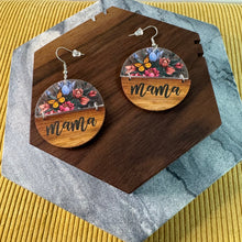 Load image into Gallery viewer, Wood &amp; Acrylic Earrings - Half &amp; Half - Mama Floral Butterfly