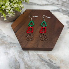 Load image into Gallery viewer, Acrylic Dangle Earrings - Christmas Tree Stocking Gingerbread