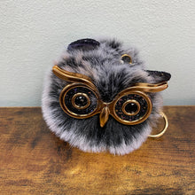 Load image into Gallery viewer, Keychain - Fuzzy Owl Pom Pom