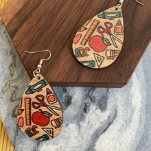 Load image into Gallery viewer, Wooden Teardrop Earrings - Teacher Things Apple Pencil