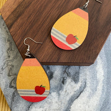 Load image into Gallery viewer, Wooden Teardrop Earrings - Pencil Teacher