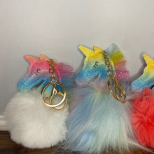 Load image into Gallery viewer, Keychain - Fuzzy Unicorn Pom Pom