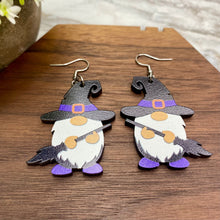 Load image into Gallery viewer, Wooden Dangle Earrings - Halloween - Gnome Witch