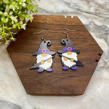 Load image into Gallery viewer, Wooden Dangle Earrings - Halloween - Gnome Witch