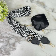 Load image into Gallery viewer, Replacement Strap + Pouch - Black &amp; White Woven Chevron