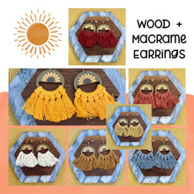 Load image into Gallery viewer, Wood &amp; Macrame Earrings - Half Sunflower