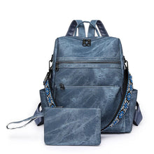 Load image into Gallery viewer, Denim Suede Brooke Backpack + Pouch