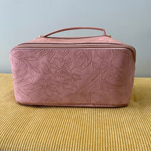 Load image into Gallery viewer, Oversized Lay Flat Cosmetic Bag - Embossed Floral