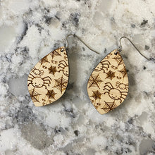 Load image into Gallery viewer, Wooden Specialty Drop Earrings - Halloween Spiders