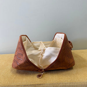 Oversized Lay Flat Cosmetic Bag - Embossed Floral