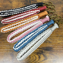 Load image into Gallery viewer, Keychain - Macrame Bracelet - White Side Stripe