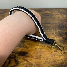 Load image into Gallery viewer, Keychain - Macrame Bracelet - White Side Stripe