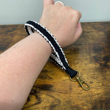 Load image into Gallery viewer, Keychain - Macrame Bracelet - White Side Stripe