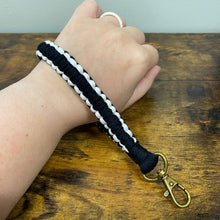 Load image into Gallery viewer, Keychain - Macrame Bracelet - White Side Stripe