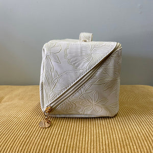 Oversized Lay Flat Cosmetic Bag - Embossed Floral