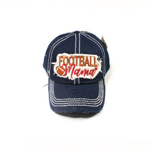 Load image into Gallery viewer, Distressed Navy &quot;Football Mom&quot; Cap